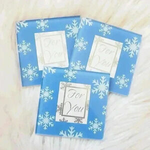 Glass coasters set of three winter themed home decor gift